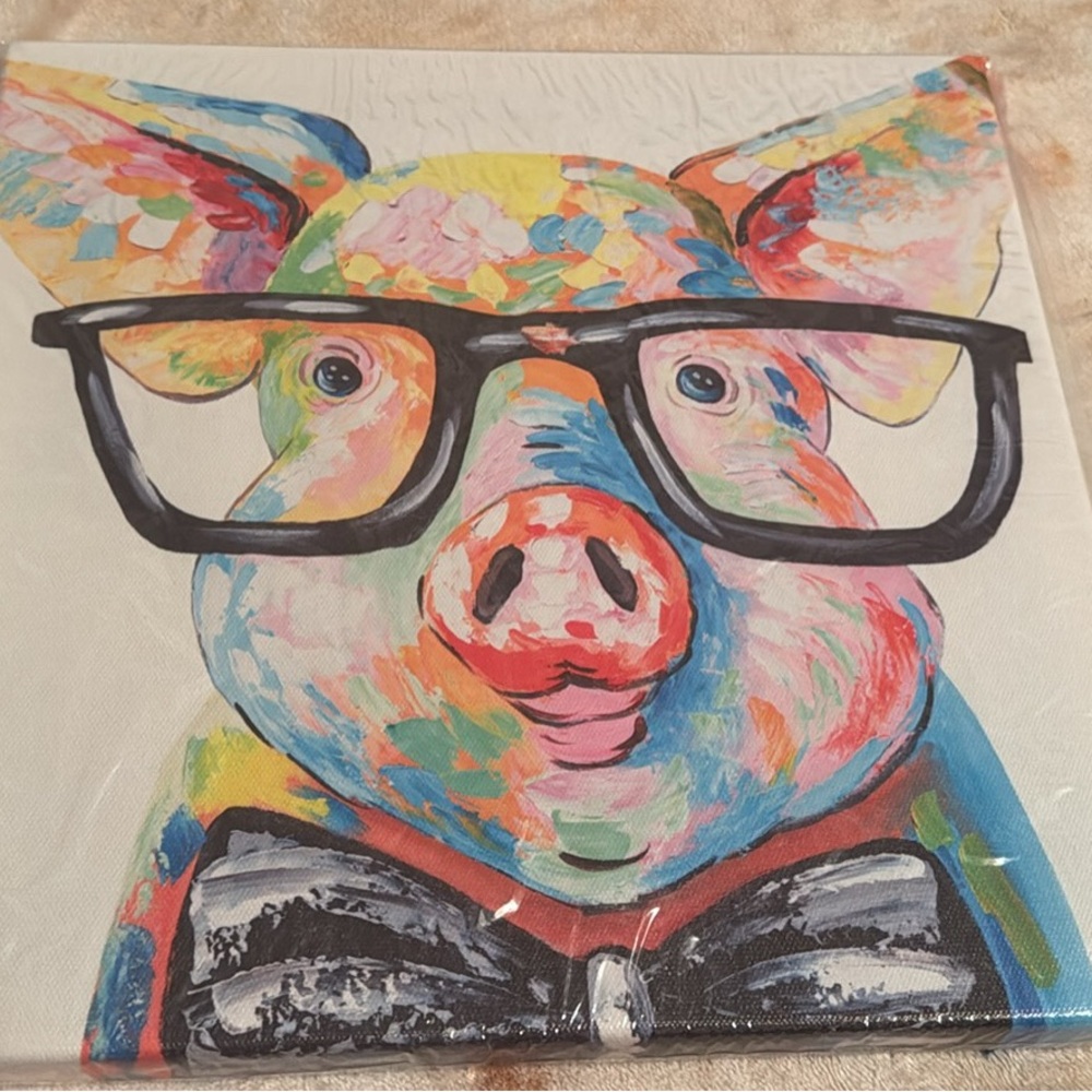 Colorful Pig Canvas Art